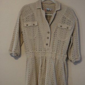 Free People Beach Tan Crochet Romper